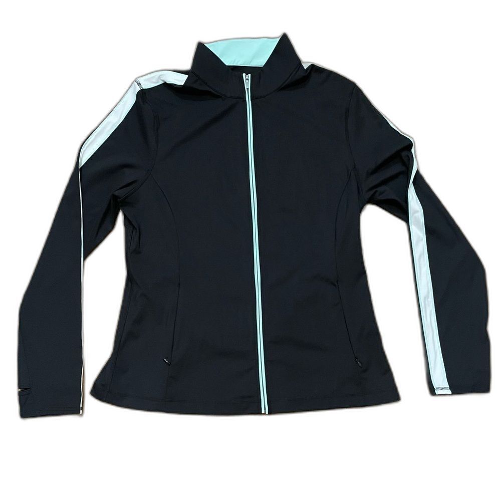 Adair Active Jules Full Zip Women’s Jacket Golf Performance Black Teal Size L